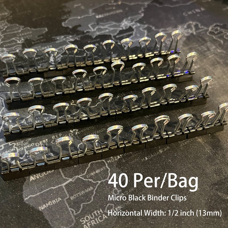 nctinystore Micro Black Binder Clips Micro Metal Clamp 1/2 inch Width (Black  40 PCS) Micro Size (Clip Horizontal Width 1/2inch). - Image 4